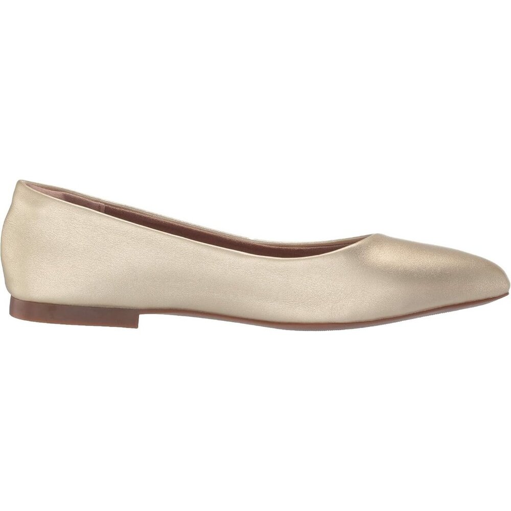 Women's Gold Faux Suede Pointed Toe Padded Insole Ballet Flat Loafers Shoes - Picture 6 of 9
